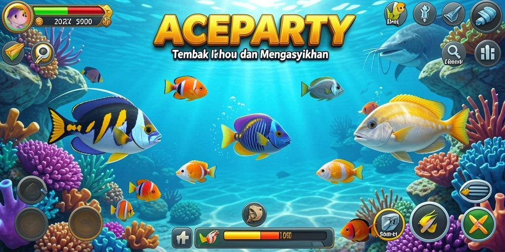 Tampilan gameplay seru di ACEPARTY saat menembak ikan.