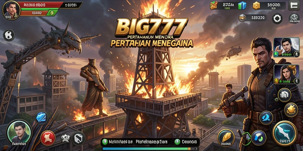 Tampilan gameplay seru BIG777 dengan strategi menara pertahanan yang menantang.