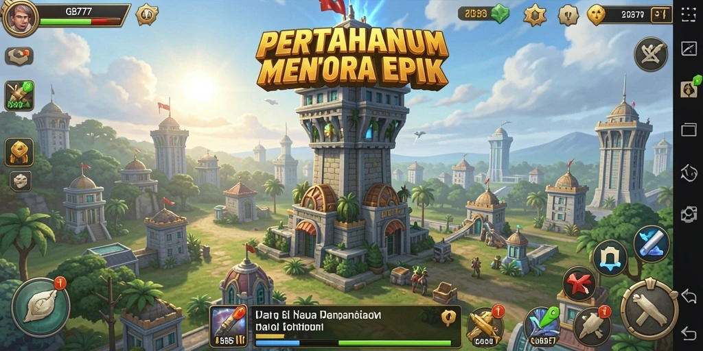 Screenshot gameplay Tower Defense yang mendebarkan di GB777.