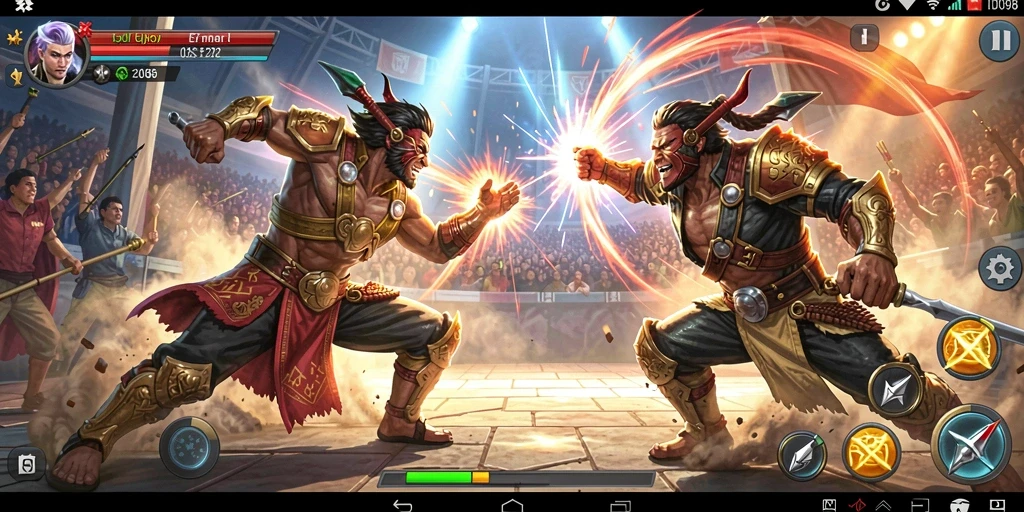 Tampilan gameplay seru di arena pertarungan ID098.