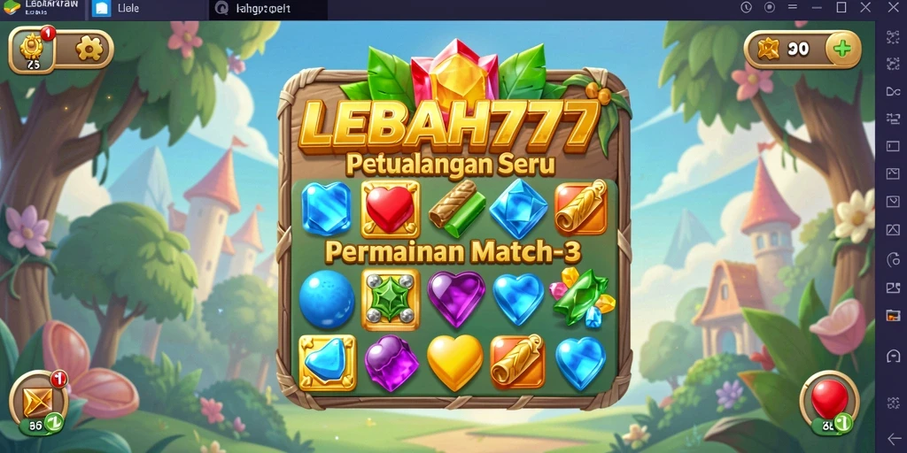 Tampilan gameplay seru di LEBAH777 dalam aksi Match-3.