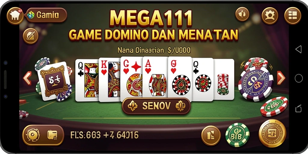 Tampilan screenshot MEGA111 menampilkan gameplay seru Domino dengan grafis menarik.