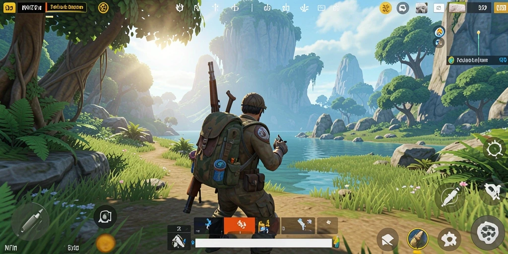 Screenshot gameplay NV77 menampilkan aksi seru di dunia terbuka.
