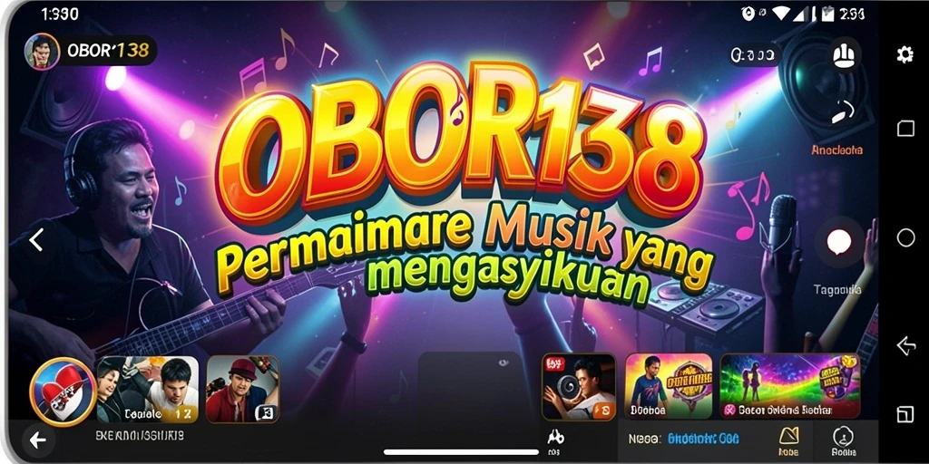 Tampilan gameplay menyenangkan dari OBOR138 dengan berbagai instrumen musik.