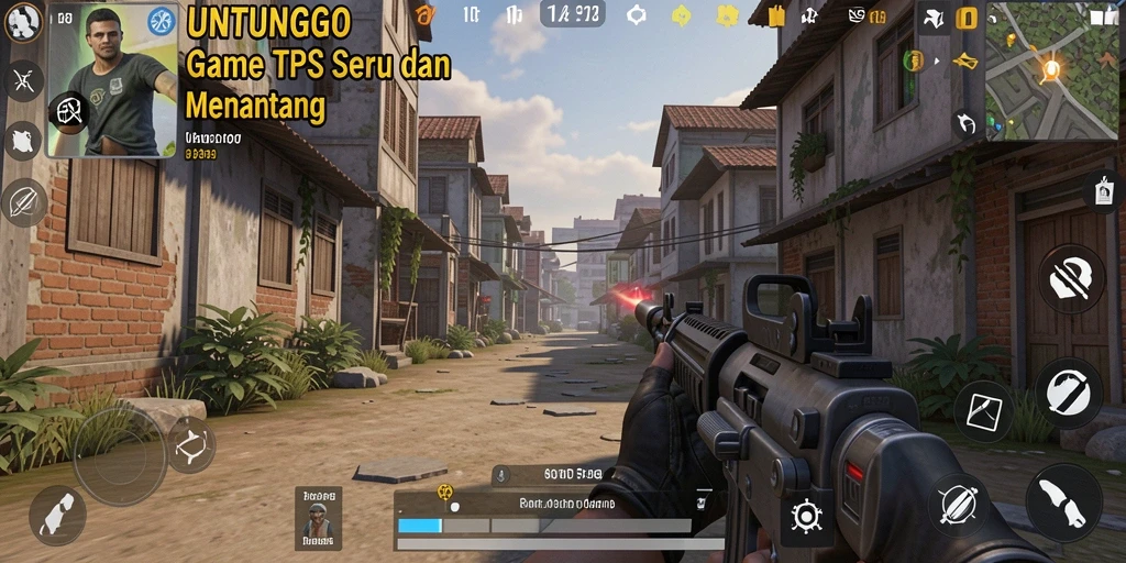 Gameplay seru dari UNTUNGGO dengan aksi menegangkan di arena TPS.